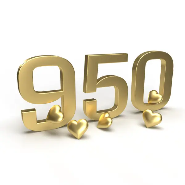 Oro Número 950 Novecientos Cincuenta Con Corazones Alrededor Idea Para Fotos De Stock Sin Royalties Gratis