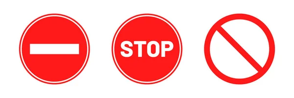 Detener Recolección Señales Señales Stop Rojas Forma Redonda Advertencia Tráfico — Vector de stock