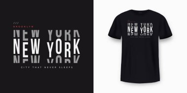 New York City t-shirt design. Minimalist t-shirt print and apparel typography design with stylish text. New York print for t-shirt design. Vector