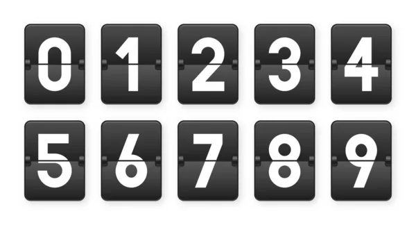 Ziffern Umblättern Zahlen Stil Von Spiegeluhr Und Countdown Zählern Flip — Stockvektor