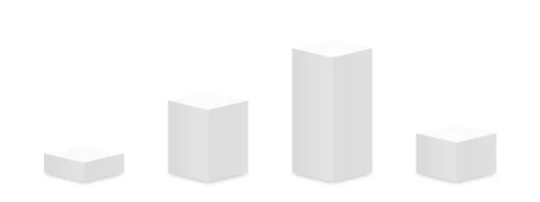 正方形の柱形の台座と表彰台のモックアップ 白い背景に隔離された空の博物館の舞台や台座のモックアップ 授賞式 製品プレゼンテーションや博物館の展示会のためのスタンド ベクトル — ストックベクタ