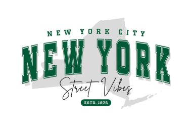 New York tişört tasarımı. Amerikan üniversite tarzında slogan tişört baskısı tasarımı. Üniversite ve üniversite tarzında tişört baskısı için atletik tipografi. Vektör