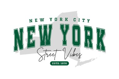 New York t-shirt design. Slogan t-shirt print design in American college style. Athletic typography for tee shirt print in university and college style. Vector clipart