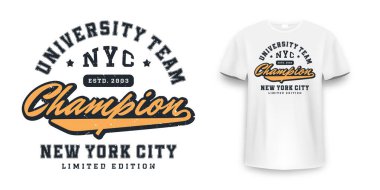 New York, Brooklyn tişört tasarımı. Amerikan üniversitesi tarzında tişört baskısı tasarımı. Üniversite ve üniversite tarzında tişört baskısı için atletik tipografi. Vektör