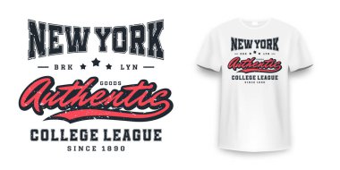 New York, Brooklyn tişört tasarımı. Amerikan üniversitesi tarzında tişört baskısı tasarımı. Üniversite ve üniversite tarzında tişört baskısı için atletik tipografi. Vektör