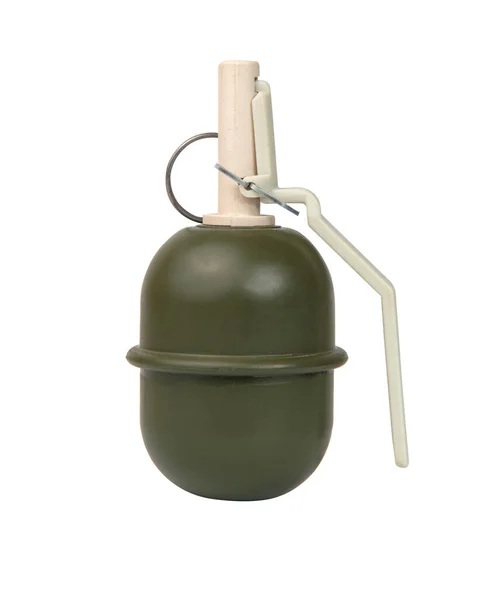 白い背景に隔離されたリング爆弾とおもちゃの手榴弾装置 — ストック写真