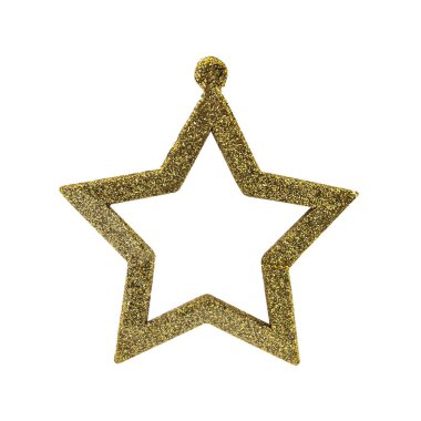 Beyaz arka planda izole edilmiş parlak noel ağacı oyuncağı yıldız parlak formu