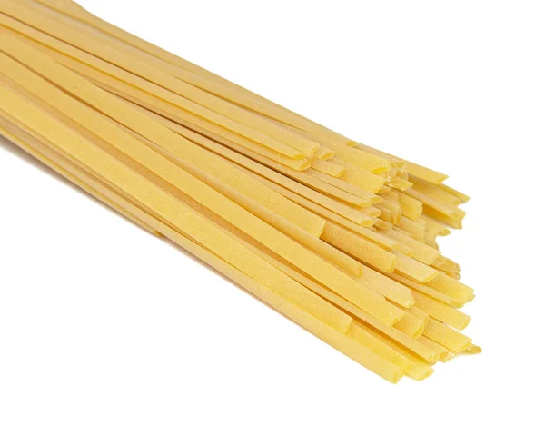 Spaghetti Secchi Pasta Linguine Italiane Isolate Sul Bianco — Foto Stock