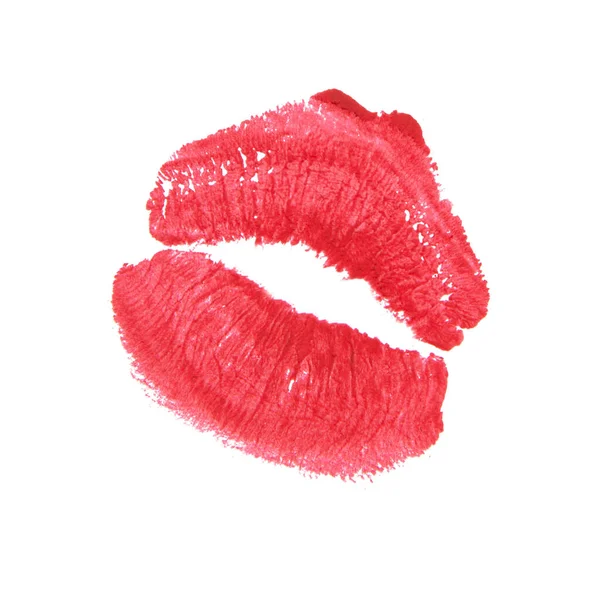 Piękne Usta Śledzić Pocałunek Kosmetyk Odizolowany Białym Tle — Zdjęcie stockowe