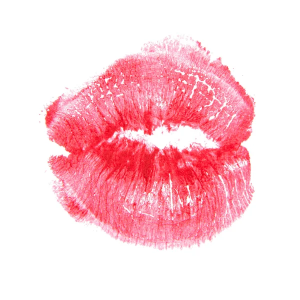 Beautiful Lips Track Kiss Cosmetic Isolated White Background — Stock Photo, Image