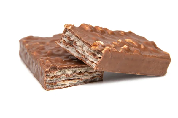 Schokolade Glasierte Waffelbonbons Isoliert Auf Dem Weißen Hintergrund — Stockfoto