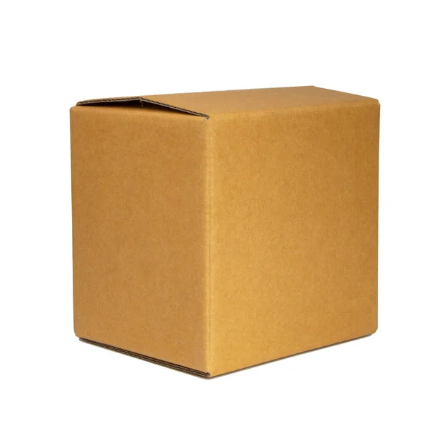 Brown Handwerk Klare Box Isoliert Auf Dem Weißen Hintergrund — Stockfoto