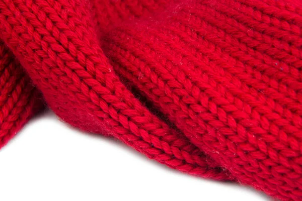 Woolen Red Knitted Warm Texture Fabric Background — Stock Photo, Image