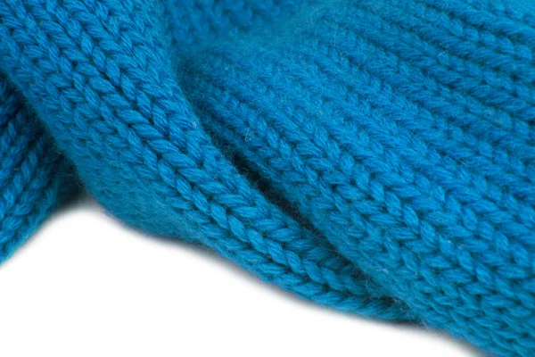Wolle Blau Gestrickt Warme Textur Stoff Hintergrund — Stockfoto