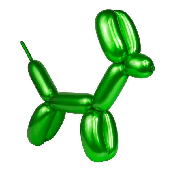 Green Festive Balloon Dog Air Craft Isolated White Background — Stock Photo, Image