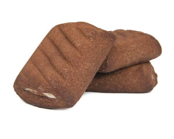 Biscoitos Com Padaria Creme Isolado Fundo Branco — Fotografia de Stock