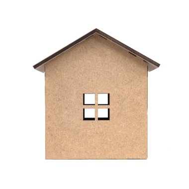 Ahşap kaplama dekoratif ev modeli beyaz arka planda izole