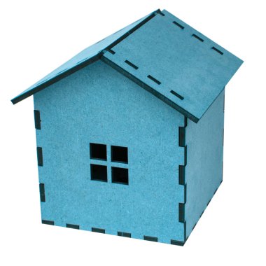 Ahşap kaplama dekoratif ev modeli beyaz arka planda izole