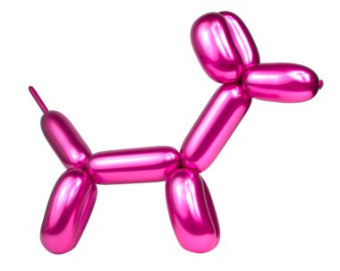 Beyaz arka planda izole edilmiş balon köpekli maket gösterisi.