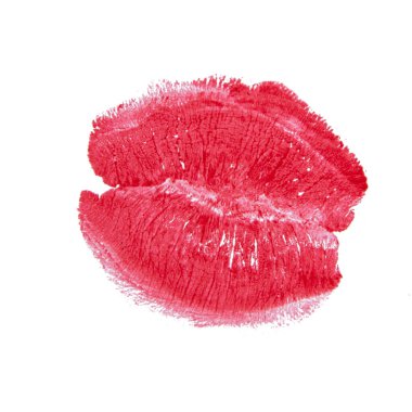 Kiss lipstick track makeup concept love isolated on the white