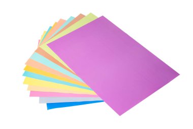 Folders in different pastel colors isolated on white background