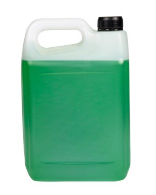 Bottle green can antifreeze liquid container isolated on the white background