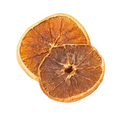 Dried citrus orange chips natural isolated on the white background