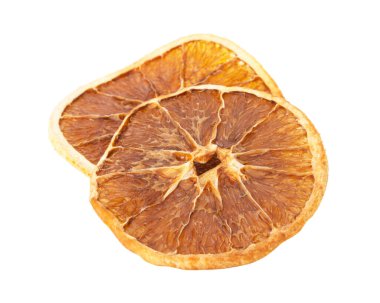 Dried citrus orange chips natural isolated on the white background