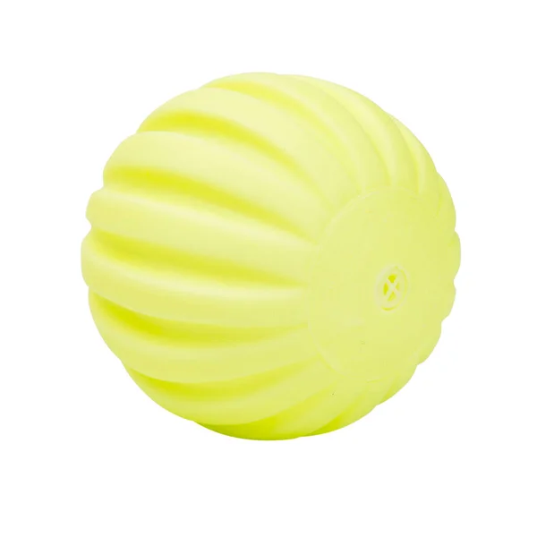 Yellow Ball Rubber Geïsoleerd Een Witte Achtergrond Met Clipping Pad — Stockfoto
