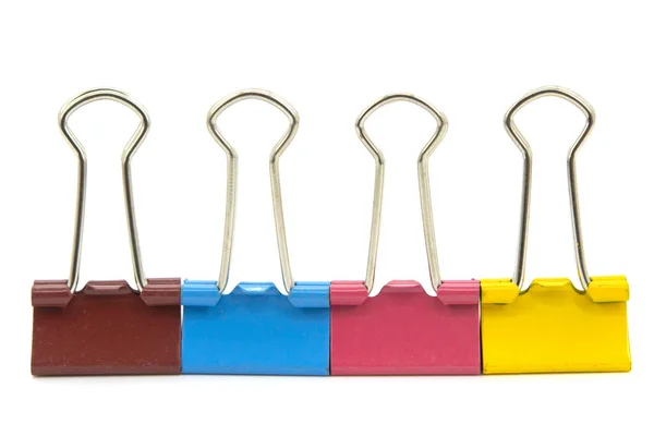 Colored Binder Clips Isolated White Background — Stock Photo, Image