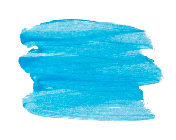 Акриловая Синяя Кисть Следа Пустой Искусства Изолированы Белом Фоне — стоковое фото