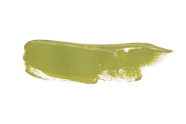 Акрилово Зеленый След Кисти Пустой Рисунок Изолирован Белом Фоне — стоковое фото