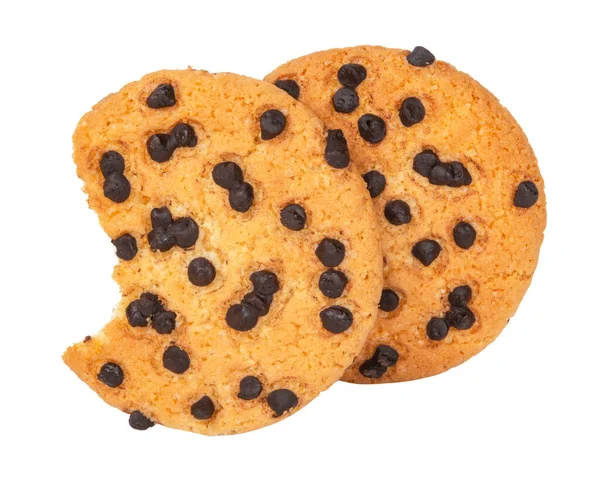 Elszigetelt Nyírás Die Vágott Étcsokoládé Chip Cookie Darab Verem Morzsa — Stock Fotó