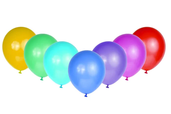 Ensemble Ballons Multicolores Isolés Sur Fond Blanc — Photo