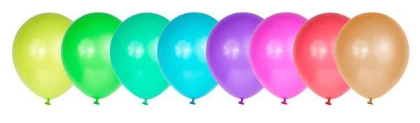 Eine Reihe Von Luftballons Bunt Isoliert Auf Weißem Hintergrund — Stockfoto