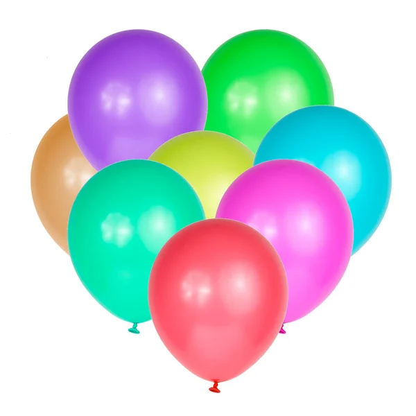 Conjunto Balões Multicoloridos Isolados Fundo Branco — Fotografia de Stock