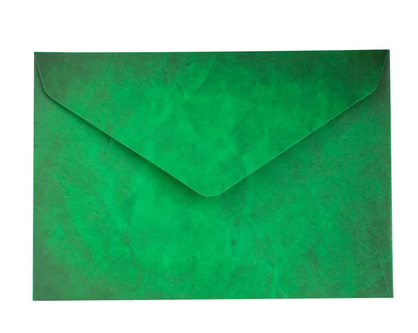 Enveloppe Verte Fermée Isolée Sur Fond Blanc — Photo