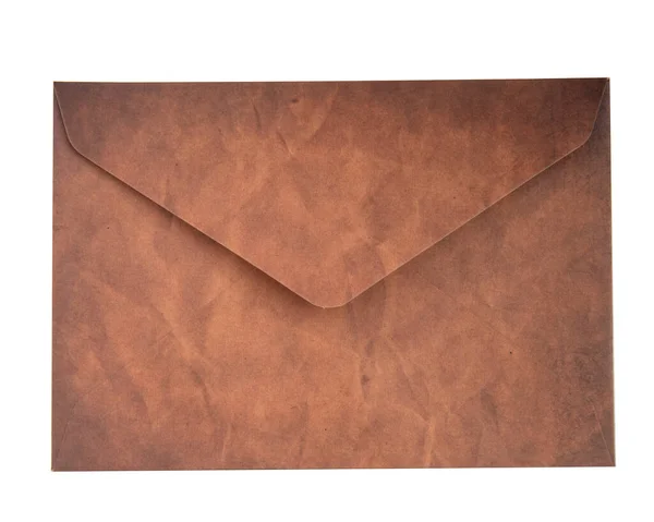 白に隔離された空の茶色のヴィンテージ紙の封筒 — ストック写真
