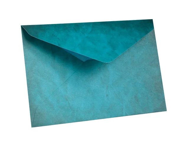 Envelope Azul Fechado Isolado Fundo Branco — Fotografia de Stock