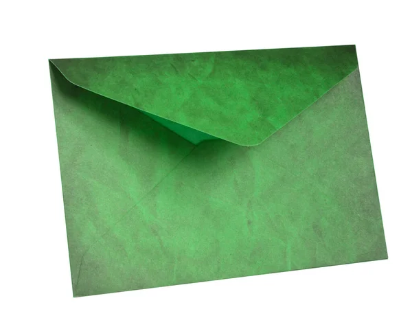 Gesloten Groene Envelop Geïsoleerd Witte Achtergrond — Stockfoto
