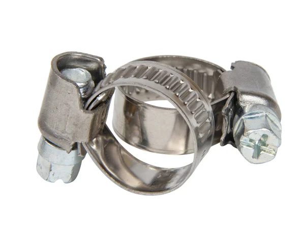 Metalic Construction Stainless Ring Clamp Isolated White Background — Stock fotografie