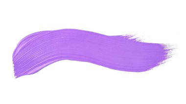 Acrylic purple violet paint brush track blank art isolated on the white background