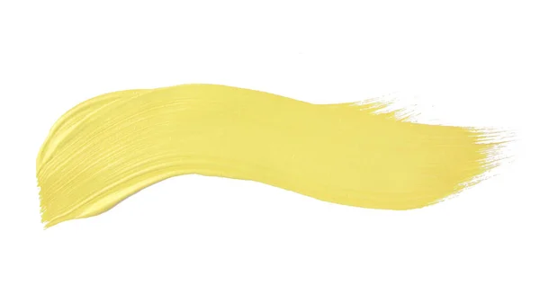 Akrylové Citron Žlutá Barva Štětec Stopy Prázdné Umění Izolované Bílém — Stock fotografie
