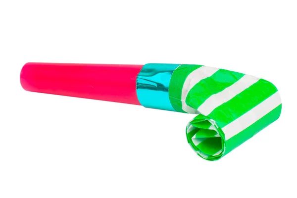 Colorful Horn Noisemaker Rolled Party Isolated White Background — Stock Photo, Image