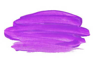 Acrylic purple violet paint brush track blank art isolated on the white background