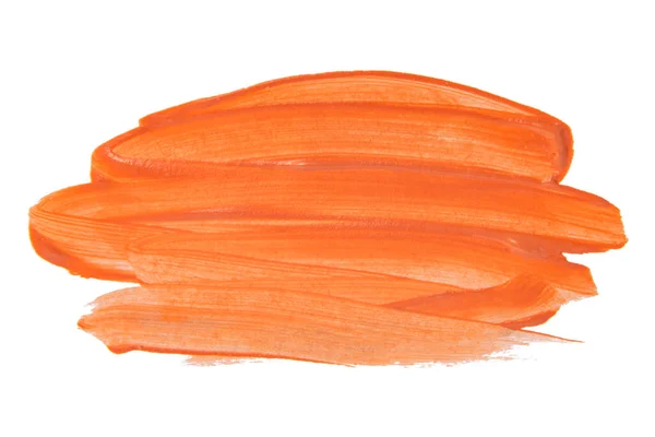 Ακρυλικό Πορτοκαλί Χρώμα Πινέλο Κομμάτι Κενό Τέχνης Που Απομονώνονται Στο — Φωτογραφία Αρχείου