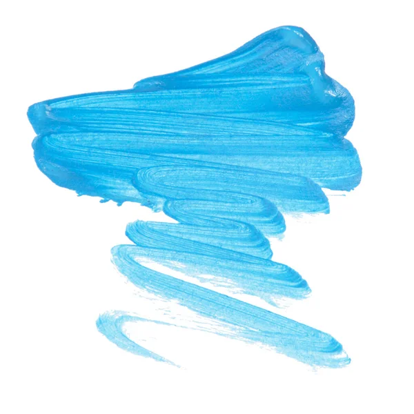 Acrylic Blue Paint Brush Track Blank Art Isolated White Background — Foto de Stock