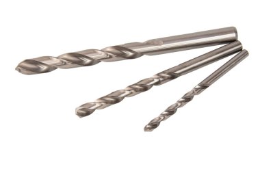 Matkap ucu. Beyaz arkaplanda paslanmaz çelik matkap ucu (kırpma yolu ile)).