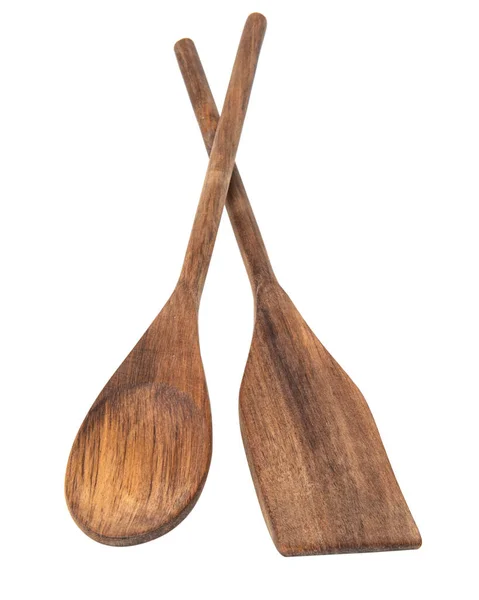 Wooden Kitchen Spatula Spoon Isolated White Background — Stock Photo, Image