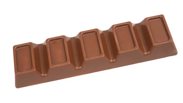 Barra Chocolate Leite Close Com Enchimento Isolado Fundo Branco — Fotografia de Stock